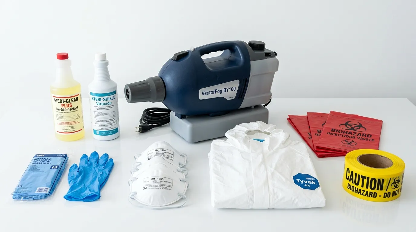 Professional biohazard remediation crew working in Maynard