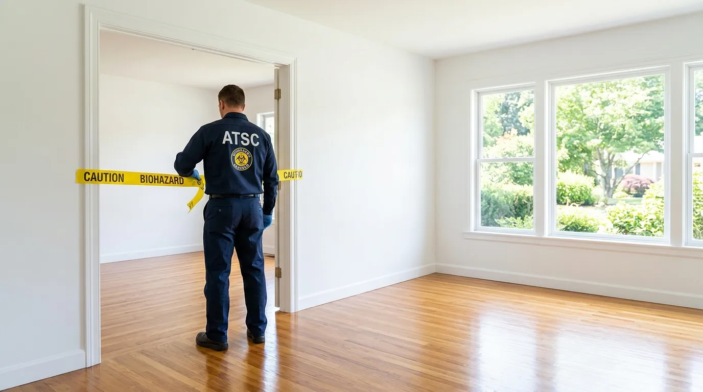 Certified biohazard cleanup crew performing Decomposition Cleanup in Maynard